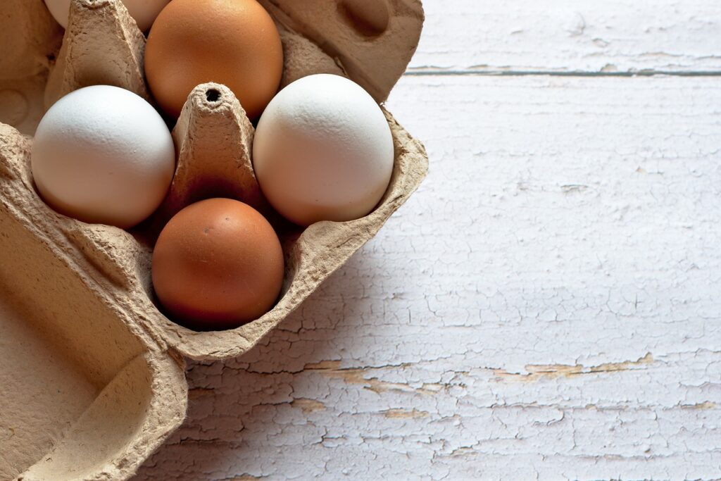 food, chicken eggs, egg tray